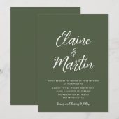 Olivgrün-weiße Schriftzeichen-Einladung Einladung (Vorne/Hinten)