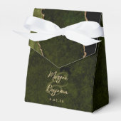 Olivgrüne Achat-Gold-Schrift Hochzeit Geschenkschachtel (Vorderseite)