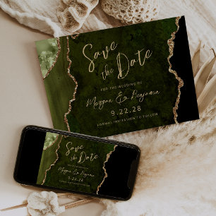 Olivgrüne Achat-Schrift Hochzeit Termin vormerken Save The Date