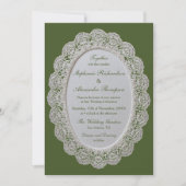 Olivgrüne All-in-One-QR-Code-Spitze Hochzeit Einladung (Vorderseite)