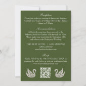 Olivgrüne All-in-One-QR-Code-Spitze Hochzeit Einladung (Rückseite)