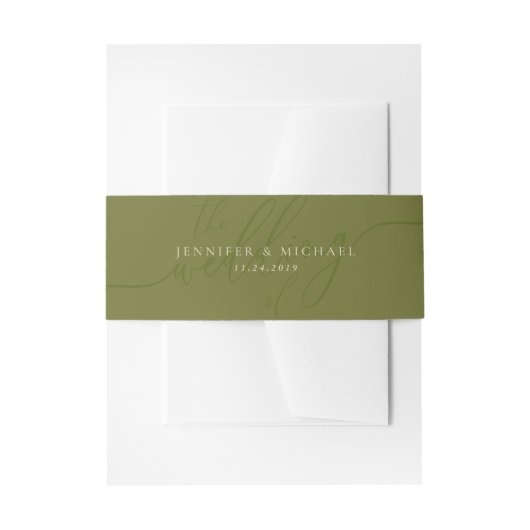 Olivgrüne Basic Suite Hochzeit Einladungsbanderole (Vorderseite Beispiel)