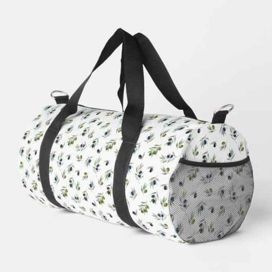 Olivgrüne Blätter Wasserfarben-Blumenmuster Duffle Bag (Rechte Ecke)