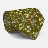Olivgrüne Blumen Eleganz Krawatte (Gerollt)
