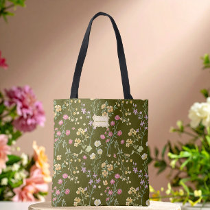 Olivgrüne Blumen Garten Trendige Einzigartige Tasche