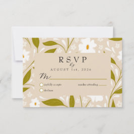 Olivgrüne Boho-Floral-Hochzeit RSVP-Antwortkarte RSVP Karte