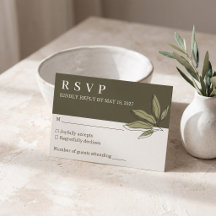 Olivgrüne botanische Hochzeits-RSVP-Karte 