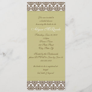 olivgrüne Damast-Brautpartyeinladung Einladung