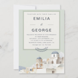 Olivgrüne Destination-Hochzeit | Elegant Einladung