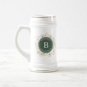 Olivgrüne elegante Geschenke für den Bräutigam und Bierglas