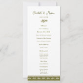 Olivgrüne elegante Hochzeitsprogrammkarte Einladung (Rückseite)