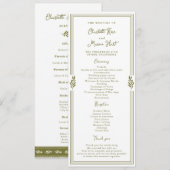 Olivgrüne elegante Hochzeitsprogrammkarte Einladung (Vorne/Hinten)