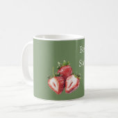 Olivgrüne Erdbeeren Beerensüß Kaffeetasse (Vorderseite Links)
