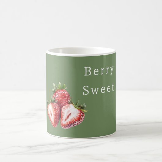 Olivgrüne Erdbeeren Beerensüß Kaffeetasse (Mittel)