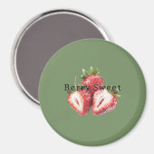 Olivgrüne Erdbeeren Beerensüß   Magnet (Vorderseite/Rückseite)