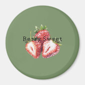 Olivgrüne Erdbeeren Beerensüß   Magnet (Vorne)