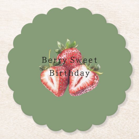 Olivgrüne Erdbeeren Beerig Süße Geburtstag Untersetzer (Vorderseite)