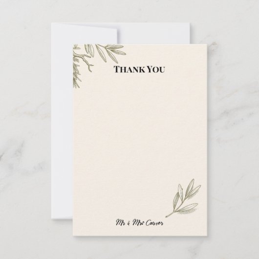Olivgrüne Farn Botanische Hochzeit Danke (Vorderseite)