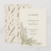 Olivgrüne Farn-Hochzeit Save The Date (Vorne/Hinten)