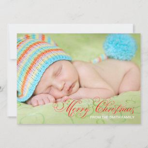 Olivgrüne Foto-Weihnachtskarte Feiertagskarte