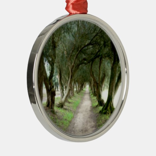 Olivgrüne Garten-Verzierung Silbernes Ornament (Rechts)