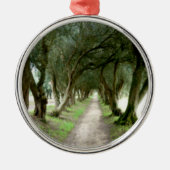 Olivgrüne Garten-Verzierung Silbernes Ornament (Vorne)