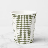Olivgrüne Harlekin-Karo-Hochzeit Pappbecher (Links)