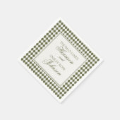 Olivgrüne Harlekin-Karo-Hochzeit Serviette (Ecke)