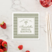 Olivgrüne Harlekin-Karo-Hochzeitsdusche Serviette (Beispiel)