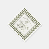 Olivgrüne Harlekin-Karo-Hochzeitsdusche Serviette (Ecke)