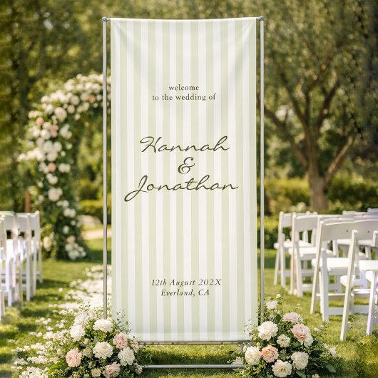 Olivgrüne Hochzeit mit Streifen Banner