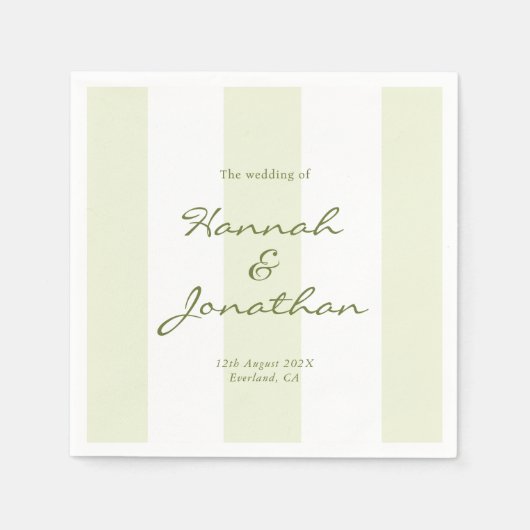 Olivgrüne Hochzeit mit Streifen Serviette (Vorderseite)
