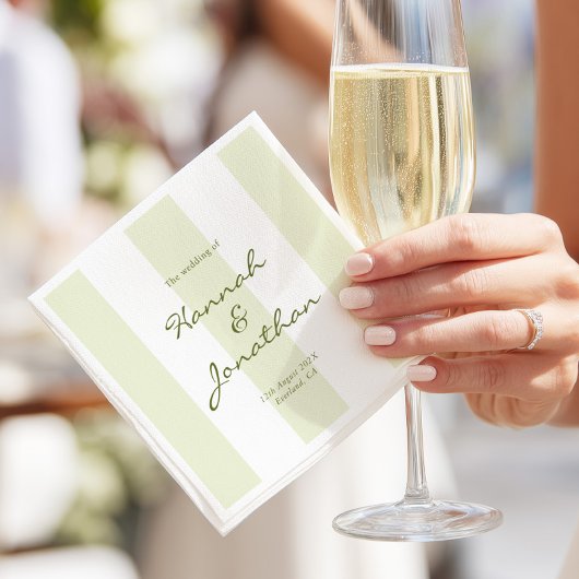 Olivgrüne Hochzeit mit Streifen Serviette