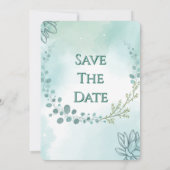 Olivgrüne Hochzeits-Einladung Save The Date (Rückseite)