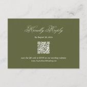 Olivgrüne Hochzeits-RSVP-QR-Code Begleitkarte (Vorderseite)