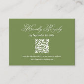 Olivgrüne Hochzeits-RSVP-Qr-Code Begleitkarte (Vorderseite)