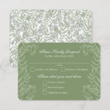 Olivgrüne Hochzeits-Vintage-Botanik-RSVP-Antwort