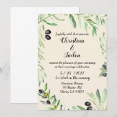 Olivgrüne Hochzeitseinladung Einladung (Vorne/Hinten)