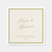Olivgrüne klassische Hochzeit Serviette (Vorderseite)