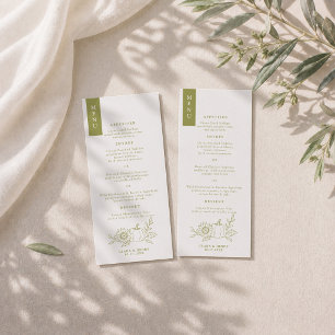 Olivgrüne Kürbis-Sonnenblumen-Hochzeitsmenü Einladung