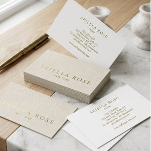 Olivgrüne Leinen-Minimalist-Elegant Visitenkarte
