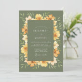 Olivgrüne malerische florale Bogenhochzeit Einladung (Stehend Vorderseite)