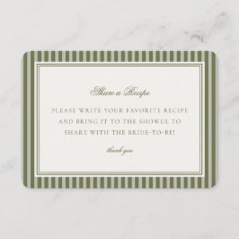 Olivgrüne Martini-Gestreifte Rezept-Einlagekarte Begleitkarte