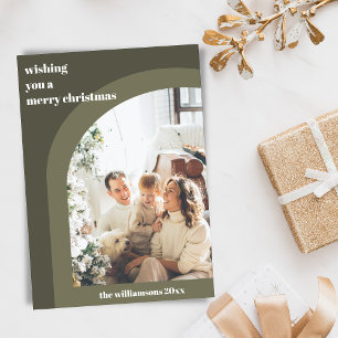 Olivgrüne moderne Arch Zwei vertikale Fotos  Feiertagskarte