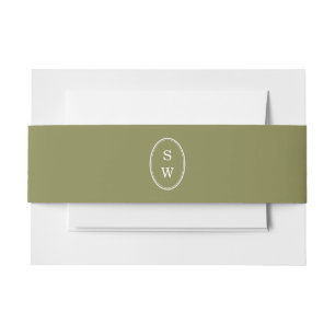 Olivgrüne Monogramm-Hochzeits-Bauchschnur Einladungsbanderole