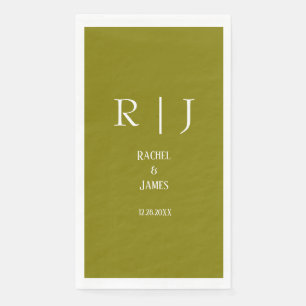 Olivgrüne Monogramm-Name Moderne elegante Hochzeit Serviette