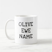 Olivgrüne Mutterschaf-Liebe-Wortspiele Kaffeetasse (Links)