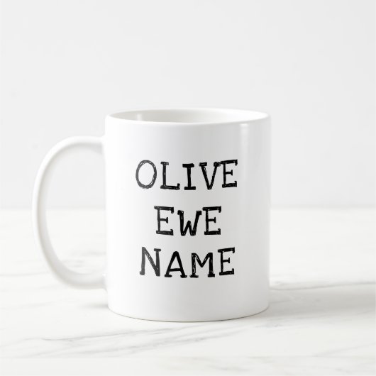 Olivgrüne Mutterschaf-Liebe-Wortspiele Kaffeetasse (Links)