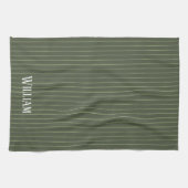 Olivgrüne Nadelstreifen Geschirrtuch (Horizontal)