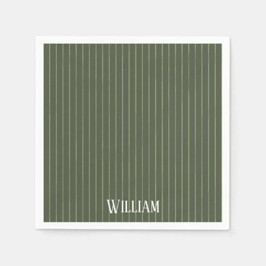 Olivgrüne Nadelstreifen Serviette (Vorderseite)